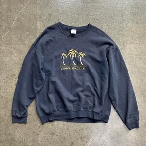 Vintage 90s venice beach embroidered palm tree men's large crewneck sweatshirt